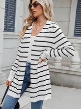 Striped Open Front Cardigan with Relaxed Fit Stripe