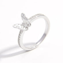 925 Sterling Silver Inlaid Zircon Butterfly Ring Rings