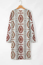 Geometric Open Front Long Sleeve Cover Up Woman Outerwear