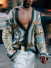 Men's Full Size Collared Neck Long Sleeve Shirt Plus Size Floral