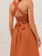 Crisscross Back Smocked Square Neck Maxi Dress