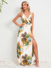 Slit Tied Printed Surplice Dress Woman Maxi Dress