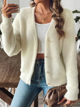 Button Up V-Neck Long Sleeve Cardigan Woman Outerwear