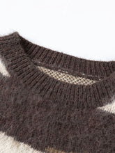 Men's Wave Striped Pattern Oversized Knit Sweater