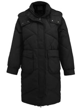 Long Sleeve Longline Hooded Winter Coat with Pockets Woman Outerwear