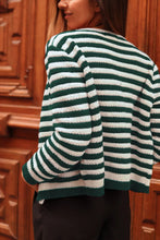 Striped Button Up Long Sleeve Cardigan Woman Outerwear