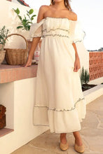 Square Neck Short Sleeve Midi Dress Woman Dress