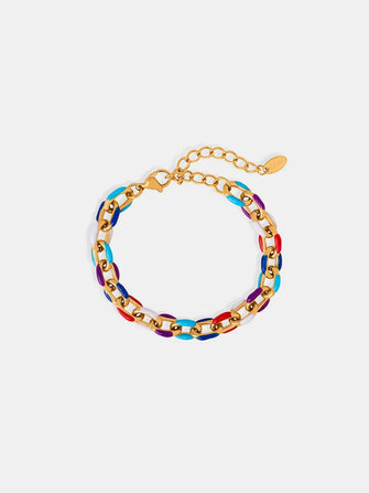 Titanium Steel Oil Drip Chain Bracelet Gold One Size
