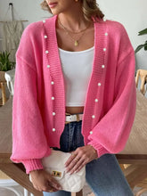 Pearl Open Front Long Sleeve Cardigan Woman Outerwear