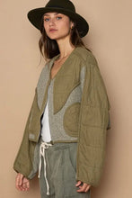 POL Quilted Knit Viding Detail Knit Patch Jacket Woman Outerwear
