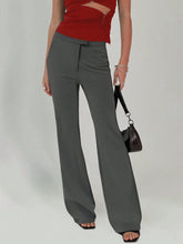 High Waist Flare Leg Trousers Dark Gray