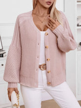 V-Neck Button Up Raglan Sleeve Cardigan Woman Outerwear