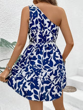 One Shoulder Floral Print Mini Dress