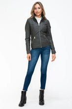 YMI Faux Layered Double-Zipper Jacket with Fuzzy Hood Woman Outerwear