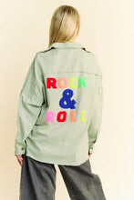 Davi & Dani Multi Color Rock & Roll Fringed Hem Loose Fit Shacket Light Sage Woman Outerwear