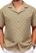 Men's Plus Size Button Down Short Sleeve Shirt Khaki