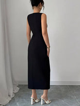 Bow Slit Round Neck Sleeveless Dress Casual Dresses