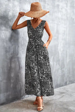 Bedrucktes Maxikleid mit V-Ausschnitt und Taillengürtel Damen Maxikleid