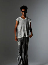 Men's Distressed Hem Knit Sweater Vest Mens Tops