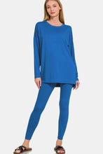 Zenana Full Size Brushed Microfiber Top and Leggings Lounge Set Classic Blue