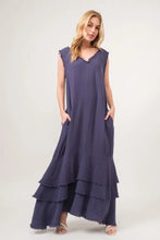 And The Why Washed Cotton Gauze Fringe Detail Tiered Dress Navy Casual Dresses