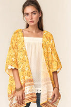 Davi & Dani Floral Printed Short Sleeve Loose Fit Kimono Cover Up YELLOW Woman Outerwear
