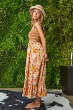 Davi & Dani Multi Smocked Bodice Geo Ruffle Strappy Midi Dress Casual Dresses