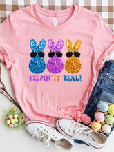 Rabbit Round Neck Short Sleeve T-Shirt Blush Pink