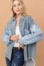 And The Why Full Size Paisley Print Quilted Sleeves Denim Jacket Woman Outerwear