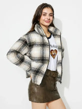 Plaid Zip Up Long Sleeve Jacket Woman Outerwear