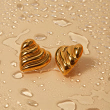 Stainless Steel Heart Shape Stud Earrings Gold One Size