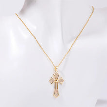 Stainless Steel Inlaid Zircon Cross Necklace Style A One Size