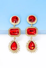 Geometrical Shape Zinc Alloy Frame Glass Dangle Earrings Earrings