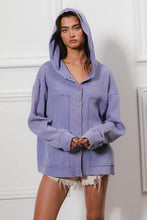 BiBi Washed Waffle Thermal Hooded Jacket PERIWINKLE Woman Outerwear