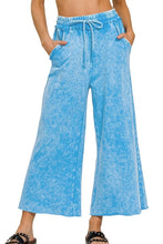 Zenana Washed French Terry Palazzo With Pockets DEEP SKY