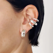 Stainless Steel Layered Cuff Earrings Silver One Size