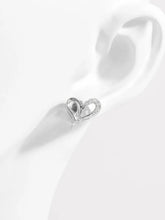 925 Sterling Silver Inlaid Zircon Heart Earrings Silver One Size