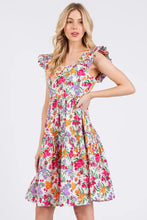 Mittoshop Flower Print Ruffle Shoulder A-line Mini Dress IVORY MULTI Casual Dresses