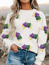 Sequin Round Neck Long Sleeve Sweatshirt White