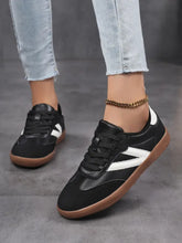 Contrast Round Toe Sneakers Black Woman Sneakers