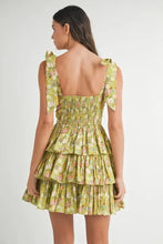 MABLE Floral Print Shoulder Tie Layered Mini Dress Casual Dresses