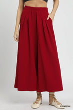 Crimson umgee elastic waist wide leg pants with high-waisted pleated design and elastic waistband for comfort
