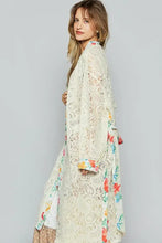 POL Floral Trim Lace Open Front Longline Cardigan Woman Outerwear