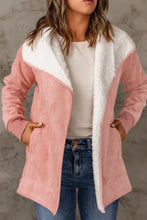 Open Front Long Sleeve Sherpa Jacket Woman Outerwear
