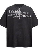 Men's Letter Quarter Zip Short Sleeve T-Shirt Black