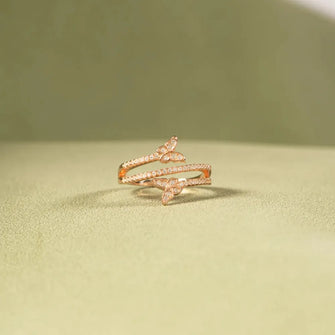 925 Sterling Silver Inlaid Zircon Butterfly Ring Gold Rings