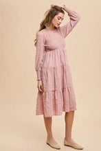 Annie Wear Textured Smocking Bodice Tiered Midi Dress Casual Dresses