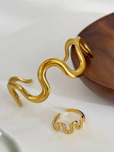 Wave Snake Design Ring and Bracelet Jewelry Set Fashion Jewelry