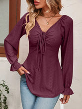 Mandy Tie Front V-Neck Puff Sleeve Blouse Woman Blouses