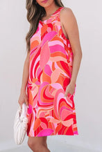 Abstract Floral Print Sleeveless Shift Mini Dress Casual Dresses